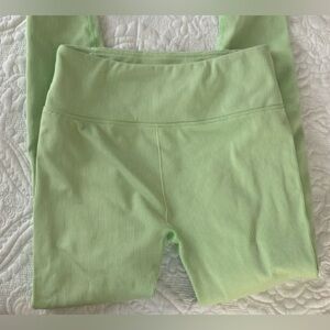 Fabletics neon green ribbed high waisted preowned leggings